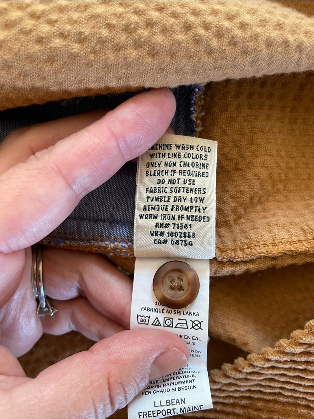 L.L. Bean Caramel Corduroy Shirt Jacket Shacket Long Tunic Button Down Sz XS - Picture 13 of 13